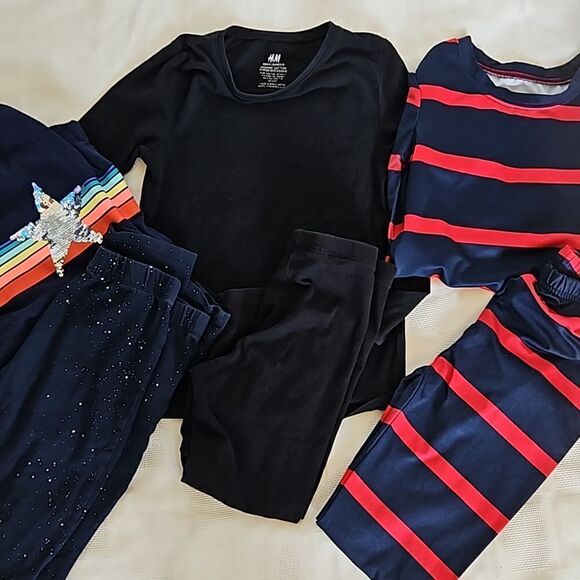 Gap Girl's Bundle Of 6 Pieces T-shirt & Pants Navy Blue/ Red 7- 8 Years Old - Picture 14 of 16